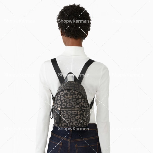 Kate Spade Chelsea Leopard Graphic Jacquard Nylon Mini Backpack, Black NWT - Picture 4 of 4